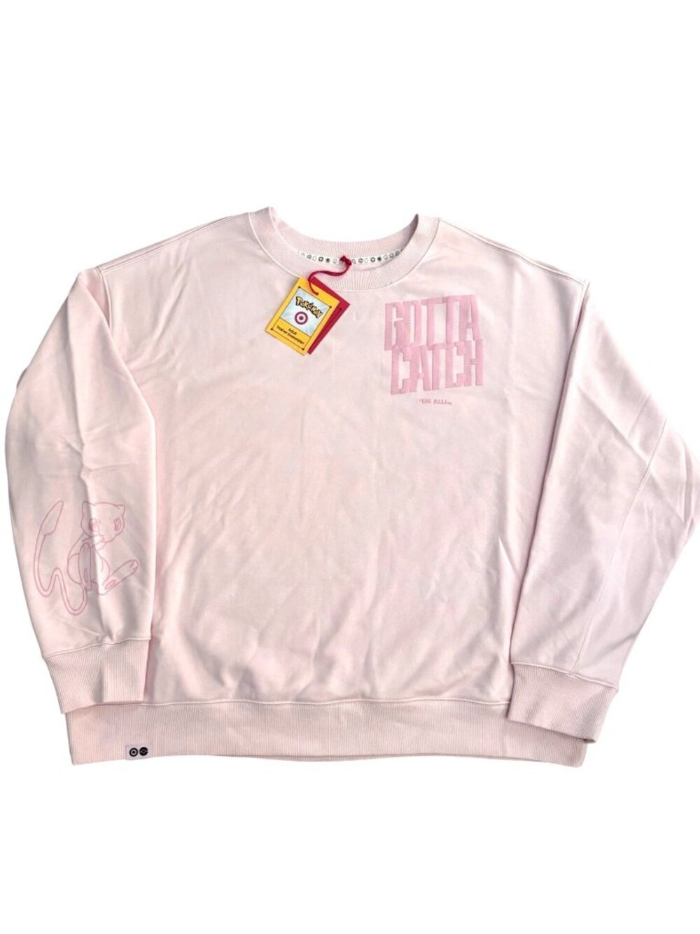 Pokemon Pullover Sweatshirt Size XL Unisex Mew Pastel Pink Trainer Graphic Adult